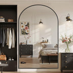 Suidia Arched Full Length Mirror, 88"x44" Floor Mirror Freestanding, Floor Standing Full Body Mirror with Stand for Bedroom, Hanging Leaning Mounted for Living Room Cloakroom, Black