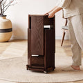 2-Pack Stackable Stools with Wheels | 18 Inch Nesting Side Tables for Living Room| Stackable Coffee Table | Wooden Chairs | No Tools Assembly |Side Coffee Tables for Easy Storage (Walnut)