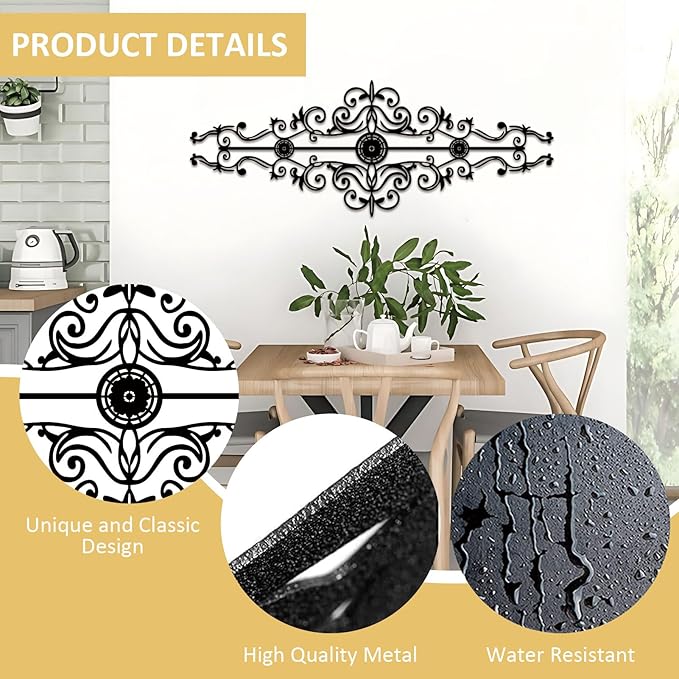 Metal Scroll Wall Decor Rustic Iron Wall Medallion Small Traditional Scroll Arts Home Decorations Scroll Accent Wall Art for Home Living Room Front Porch Above Door Hallway Entryway