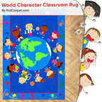 KIDCARPET.COM World Character Rectangle Classroom Rug | Bordered Area Rug for Preschool Daycare Learning, 7'6" x 12'