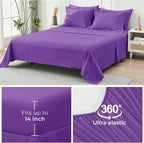 HYMOKEGE Dark Purple California King Comforter Set Seersucker 7 Pieces, All Season Luxury Bed in a Bag for Bedroom, Bedding Set with Comforter, Sheets, Pillowcases & Shams