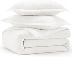 Bedsure Cotton Duvet Cover Set - 100% Cotton Waffle Weave Coconut White Duvet Cover Oversized Queen Size, GentleSoft™ and Breathable Bedding Set for All Season, 3 Pieces, 98"x98"