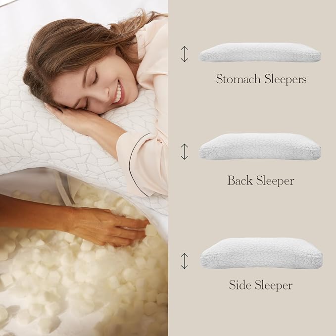 Memory Foam Pillows for Sleeping Adjustable Breathable Bed Pillow for Side, Back, and Stomach Sleepers Washable Pillow Cover Stardust King Size 18x34IN