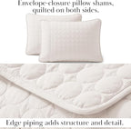 Southshore Fine Living, Inc. Quilted Summer Comforter, King Size Quilt Bedding Set with 2 Pillow Shams, Geometric Circle Design, Lightweight Bedspread, California/King Size Coverlet, Comfy Soft, Bone