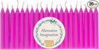 Alternative Imagination Pink Chime Candles - 20 Pack of Unscented 4 Inch Mini Taper Candles - Dripless Long Burning Ritual Candles for Meditation, Spell Work, Birthdays, Ceremonies & Home Decor