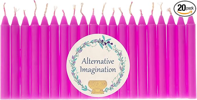 Alternative Imagination Pink Chime Candles - 20 Pack of Unscented 4 Inch Mini Taper Candles - Dripless Long Burning Ritual Candles for Meditation, Spell Work, Birthdays, Ceremonies & Home Decor