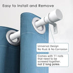 Curtain Rods for Windows 16 to 170 Inches Adjustable Length 1 Inch Diameter Window Curtain Rod with Aluminium End Cap, White