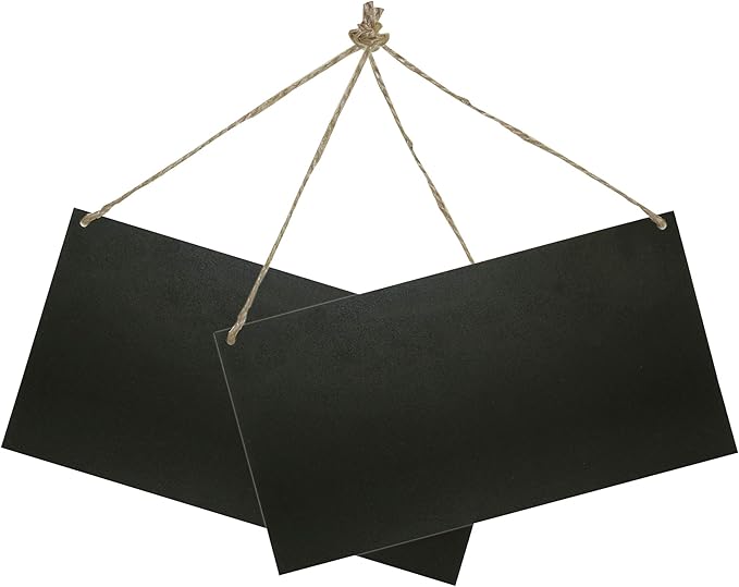 Chalkboard Hanging Signs Erasable Wood Rectangle Small Vintage Rustic Blackboard Message Memo Display for Wedding, Bar, Restaurant, Kitchen Pantry & Wall Decor, 2 Pack