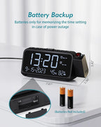 Roxicosly Projection Alarm Clock for Bedroom Ceiling, 118 dB Super Loud for Heavy Sleepers, Dual Alarm with Weekday/Weekend, Adjustable Volume, 6.7" Large Digital Dimmable Display, Easy to Read