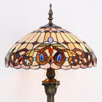 WERFACTORY Tiffany Floor Lamp Serenity Victorian Stained Glass Standing Reading Light 16X16X64 Inches Antique Pole Corner Lamp Decor Bedroom Living Room Home Office S021 Series