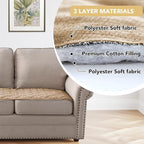 H.VERSAILTEX Couch Cover Chenille Pet Fuzzy Sofa Covers for 2 Cushion Couch Anti Slip Washable Sofa Slipcovers with Strap Soft Couch Protector Cover for Dogs Cats Kids(27.6" x 59",Khaki)