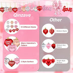 43Pcs Valentine's Day Heart Shaped Ornaments with Valentine Tree Topper Bow, 13 Styles Heart Shaped Ornament with Sweet Love Words, Valentine Ornaments for Tree Wedding Anniversary Decoration