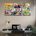 Novatique Banksy Canvas Wall Art for Bedroom Graffiti Picture Wall Decor Modern Graffiti Poster Artwork Framed Ready to Hang for Living Room Office, 20”x 28”x 3Pcs