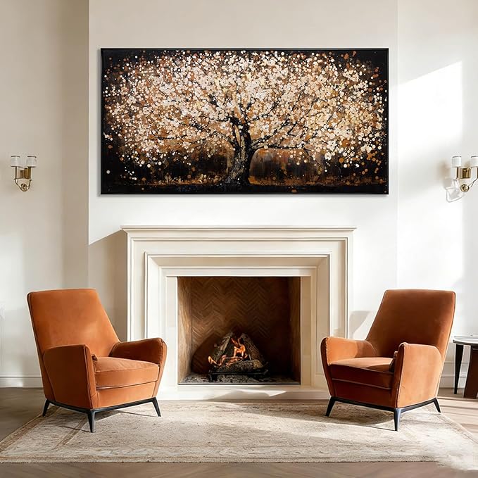 NBAODAN Large Wall Art Black and Gold Pictures Wall Decor Landscape Tree Posters Neutral Art Canvas Prints Paintings for Living Room Home Hotel 29"x 58"