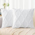 decorUhome Spring Throw Pillow Covers 20x20 Inch Set of 2, Soft Plush Faux Fur Wool Pure White Couch Pillow Covers, Decorative Neutral Pillow Cases for Bed Sofa Living Room Home Decor