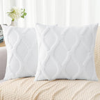 decorUhome Spring Throw Pillow Covers 20x20 Inch Set of 2, Soft Plush Faux Fur Wool Pure White Couch Pillow Covers, Decorative Neutral Pillow Cases for Bed Sofa Living Room Home Decor