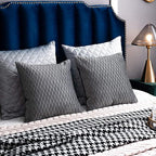 Grey Striped Decorative Pillow Cases: 2 Pack 18x18 Inch Original Velvet Square Throw Pillow Covers for Farmhouse Couch