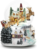 7'' H Christmas Snow Globe with Light up and Musical Valentine's Day Decoration Gift, Snowflakes Water Globe, Santa Sleigh Reindeer Resin Snow Globe, Christmas Holiday Indoor Decor.