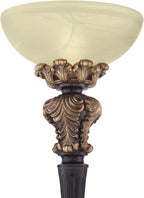 Barnes and Ivy Rita Traditional Victorian Torchiere Floor Lamp 75" Tall Carved Wood Amber Glass Shade Foot Dimmer Standing Light for Living Room Reading House Bedroom Home Office