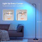 RGB Floor Lamp, 36W Bright LED Standing Lamp, Stepless Dimming Color Changing Torchiere Floor Lamps with Remote, 350°Rotating Modern Tall Floor Lamp for Living Room, Gaming Room
