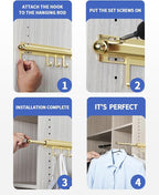 12 inch Valet Rod for Closet Pull Out Closet Valet Rod Slide Out Gold Valet Rods for Closets Telescopic Closet Rod