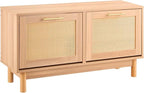 VEVOR Rattan Shoe Storage Bench, Entryway Bench with 2 Flip Drawers, Holds up to 300 lbs with 4 Compartments and 2 Rattan Doors, 39.4 x 11.8 x 20.9 Inches for Hallway, Living Room, Bedroom