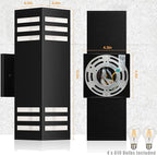 Dusk to Dawn LED Outdoor Light Fixture Wall Mount,Black Square Porch Lights Outdoor,Modern Exterior Wall Sconce Lights 13In, Bulb Includes Up Down Outside Wall Light for House Front Door