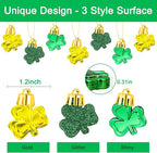 St. Patricks Day Decorations Shamrock Ornaments - 30pcs St Patricks Day Tree Ornaments Clover Baubles for Irish Lucky St Patrick's Day Home Table Tree Party Hanging Decorations