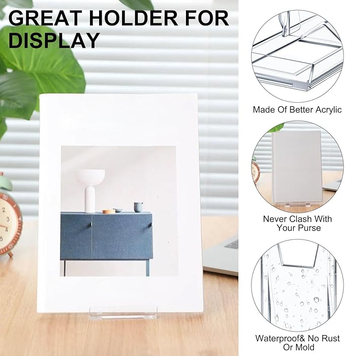 24 Pack 5.91 Inches Acrylic Book Stand for Display Adjustable Clear Display Holder Easel Collector Stand for Home Office Comic Album Cd Magazine Postcard Artworks (5.91 x 6.1 x 3.15 Inch)