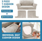 H.VERSAILTEX Sofa Cover 3 Piece T Cushion Sofa Slipcovers Thick Velvet Couch Cover Stretch T Cushion Sofa Covers for 2 Cushion Couch with 2 Individual T Cushion Covers, French Oak