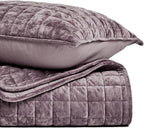 RECYCO Luxury Velvet Quilt Set Full Queen Size Bedding Sets, Ultra Soft Velvet Comforter Set, Lightweight Channel Box Stitch Oversized Bedspread Coverlet for All Season, with 2 Shams, Purple