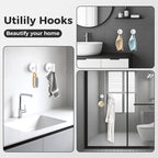 Shower Hooks for Inside Shower,No-Drill Removable&Reusable Towel Hooks for Bathroom,Heavy Duty Suction Cup Hooks for Glass Window,2 Packs(White)