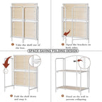 Crofy No Assembly Folding Bookshelf for Living Room, 2 Tier White Collapsible Book Shelf for Home Office, Portable Bookcase Storage Organizer