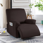 TAOCOCO Oversized Recliner Chair Covers 4-Pieces, Stretch Recliner Cover for Large Recliner Washable Reclining Chair Cover Polyester Soft Fabric Furniture Protector (Oversized Recliner, Coffee)