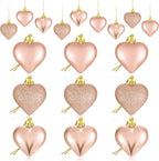 Skylety 30 Pieces Valentine's Day Heart Ornaments, Heart Shaped Decorations Tree Hanging Baubles for Valentine Wedding Anniversary, 3 Styles 2 Size (Rose Gold)