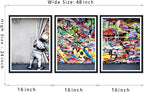Novatique Banksy Canvas Wall Art Modern Street Wall Art Behind the Curtain Painting Framed Print Graffiti Art Wall Decor for Living Room Bedroom,16" x 24" x 3pcs