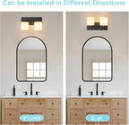 2 Light Modern Bathroom Light Fixtures Over Mirror, Black Vanity Lights for Bathroom Wall Sconces with Milky White Glass Shades, E26 Socket (Bulbs Not Included)