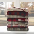 Woolrich Luxury Quilted Throw - Cabin Lifestyle, Patchwork with Moose Design All Season, Lightweight and Breathable Cozy Bedding Layer Throws for Couch Sofa, 50" W x 70" L, Winter Hills Tan