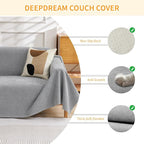 Deep Dream Cat-Scratch Resistant Couch Cover, Waterproof Sofa Cover for 2 Cushion Couch Washable, Pet Friendly Couch Protectors Anti Slip Thickened Slipcovers for Dogs Pets, 71" x 102", Light Grey
