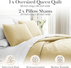 Southshore Fine Living, Inc. Full/Queen Quilt Bedding Set, Cozy Coverlet Queen Size Bedspread, Wrinkle-Free, Pet Hair Resistant Bedding, Full Size Quilt Coverlet w/2 Pillow Shams, Gold