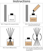 VFULIE 100PCS Reed Diffuser Sticks, 10 Inch Natural Rattan Wood Sticks Essential Oil Aroma Diffuser Sticks Refill Replacement for Aroma Fragrance (Brown)