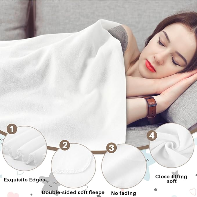 Newwiee 48 Pcs Fleece Throw Blankets Bulk 50'' x 60'' Oeko-tex Standard 100 Certified Spring Outdoor Wedding Guest Blankets Lightweight for Sleepover Donation Lap Pet Sofa Home (White)