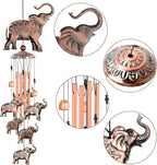 JOBOSI Elephant Wind Chimes, Elephant Room Decor Garden Decor Patio Decorations with S Hook Gifts for mom Women Grandma Friends Mother