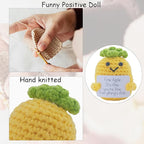 Funny Positive Pineapple Gifts for Him Her, 3 inch Knitted Pineapple Doll with Emotional Support Card Birthday Gift Cute Room Decor Crochet Party Decoration Toy Encouragement Reminder