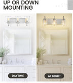 zeyu 20.5 Inch Modern Bathroom Vanity Lamp, 3-Light Wall Mirror Light for Bathroom, Brushed Nickel Finish with Clear Glass Shade, ZSL72B-3W BN