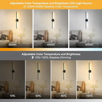 Wireless Battery Operated Wall Sconces with Remote, Black Rechargeable Led Wall Lights Set of Two, Cordless Dimmable Battery Powered Wall Lamp Decor for Bedroom Living Room, 3 Color, 28 Inch
