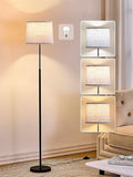 60" Modern Floor Lamp for Living Room Bedroom, Standing Lamp with Oatmeal Linen Lampshade, Tall Lamp with A19 9W 3 Color Temperature Bulb, Foot Switch Control, Black