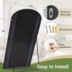 Full Length Mirror, 72"x44" Arched Full Body Mirror, Oversized Floor Mirrors, Leaning Free Standing Mirrors, Hanging Mounted Large Mirrors for Bedroom Dressing Room, Cloakroom, Black