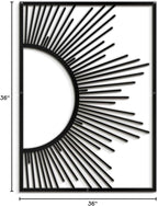 SIGNLEADER Metal Wall Art Decor Shining Sun Minimalist Modern Abstract Wall Sculpture Hangings Home Decoration for Living Room, Bedroom, Bathroom, Kitchen, Outdoor - 36" Black