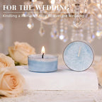 Unscented Plant Tealights Candles, 5 Hours Long Burning Blue Tea Lights Baby Shower Candle, Non-Paraffin, Smokeless, Mini Tealight Votive Candles for Wedding, Valentine's Day, Christmas, 12pcs